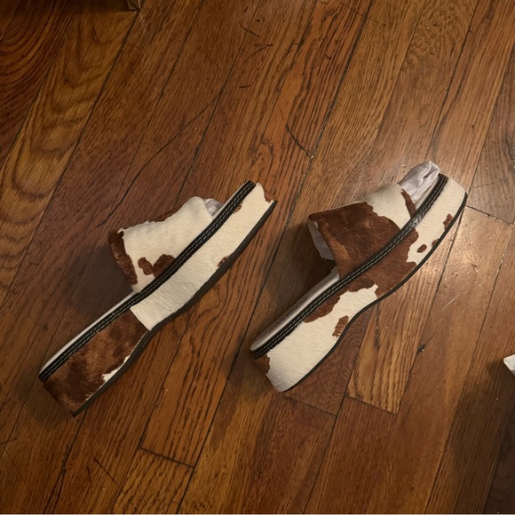 Cow hide platform slides / sandals - Picture 5 of 10